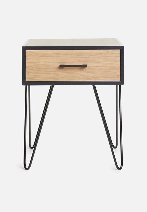 Sixth Floor - Penn 1 drawer bedside table - black&natural
