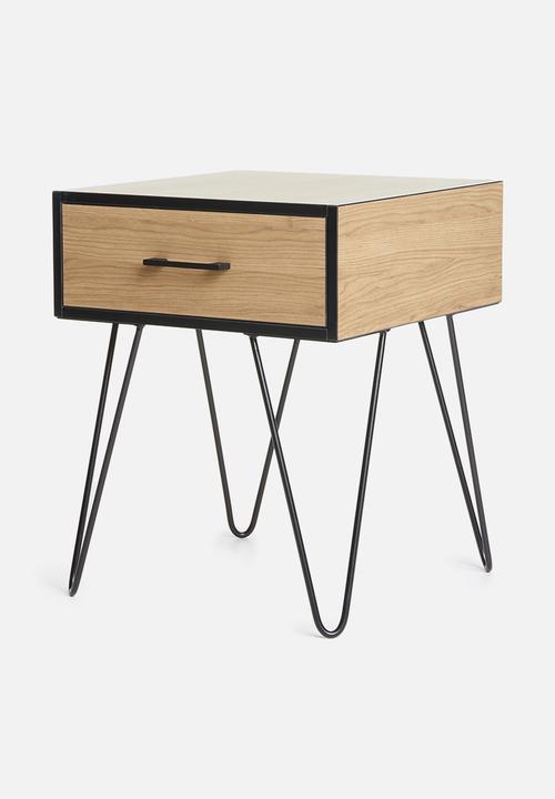Sixth Floor - Penn 1 drawer bedside table - black&natural