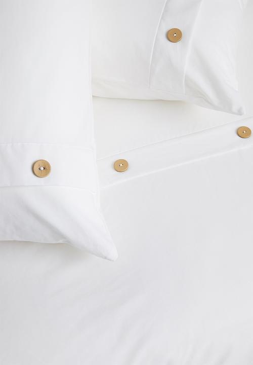 Sixth Floor - Button cotton duvet set - white/brown