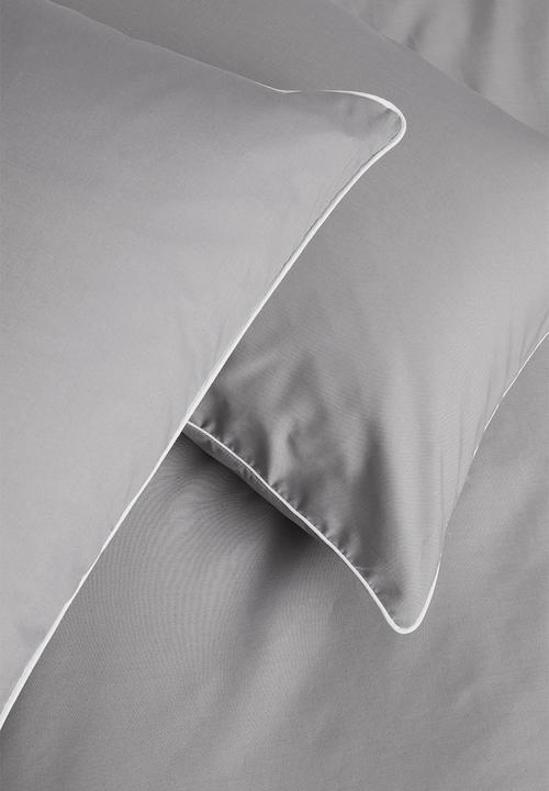 Sixth Floor - Piped polycotton duvet set - grey & white