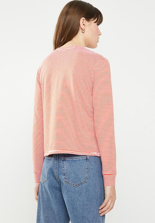 Cotton On - Classic slogan long sleeve tee - red & white