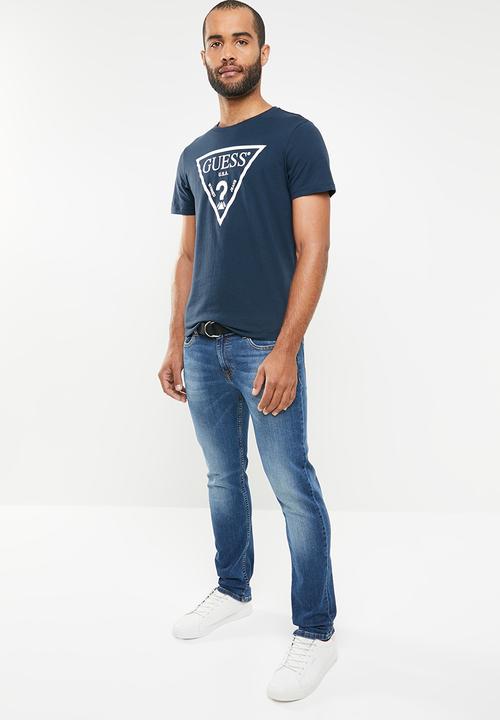 GUESS - Short sleeve core triangle tee - navy