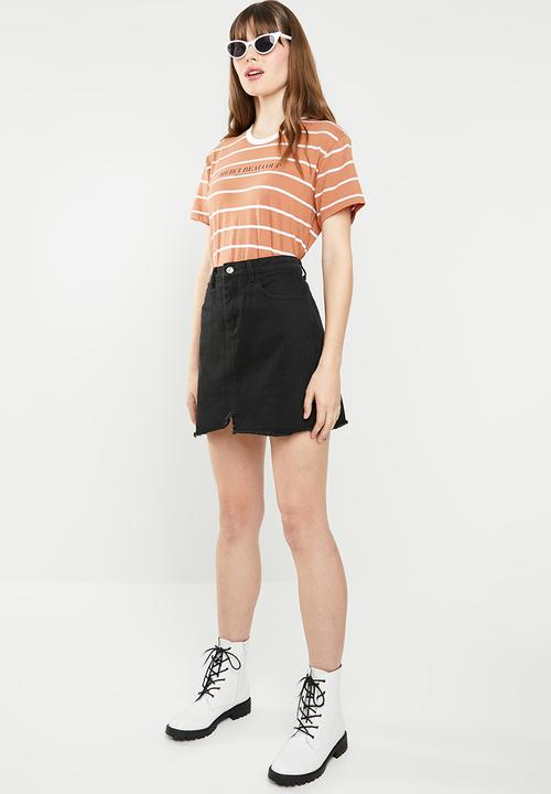 Cotton On - Classic slogan merci beaucoup tee - orange & white