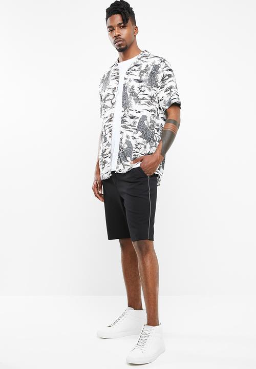 Only & Sons - Aged stripe shorts - black