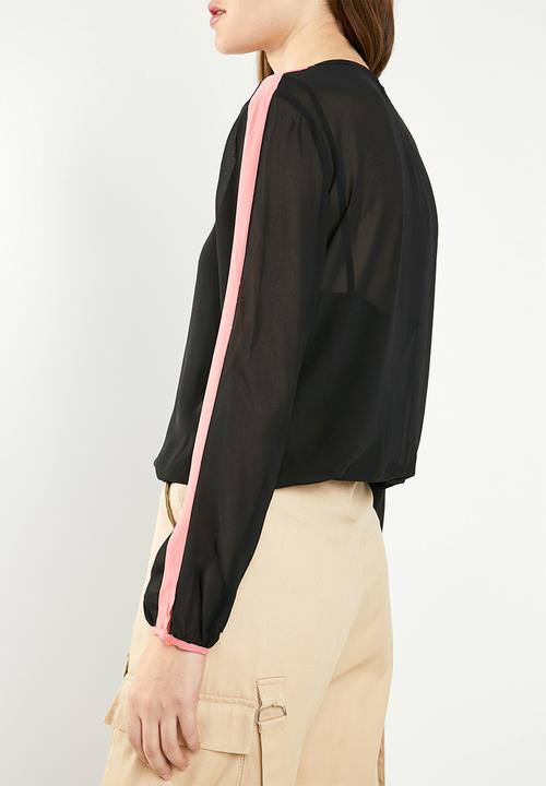 STYLE REPUBLIC - Cropped blouse - black & pink