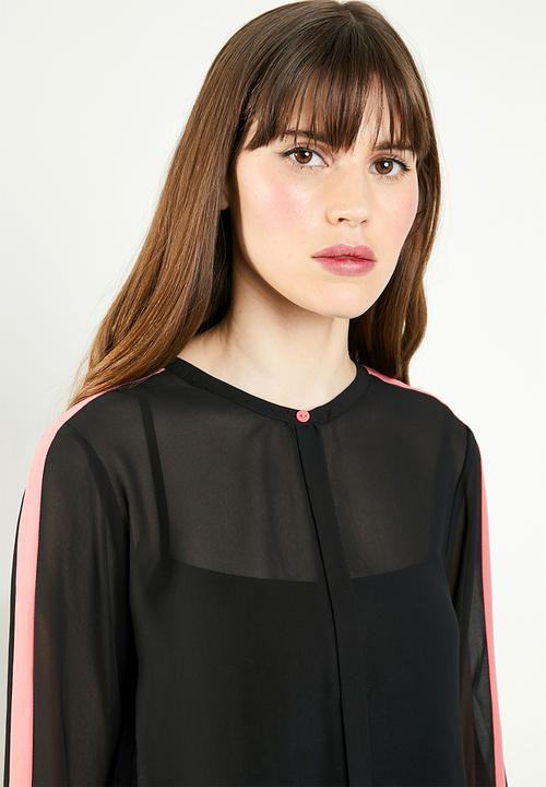 STYLE REPUBLIC - Cropped blouse - black & pink