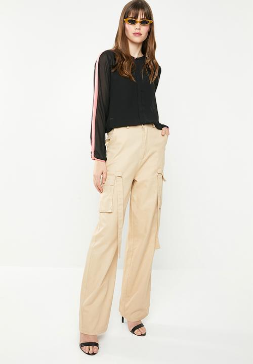 STYLE REPUBLIC - Cropped blouse - black & pink