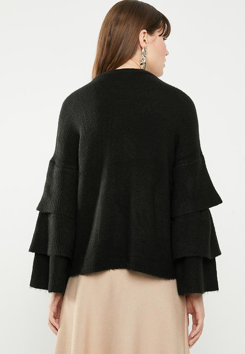 ONLY - Flower ruffle pullover knit - black