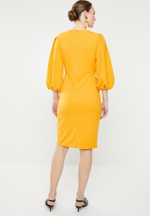 edit - Dress with lantern sleeve - yellow