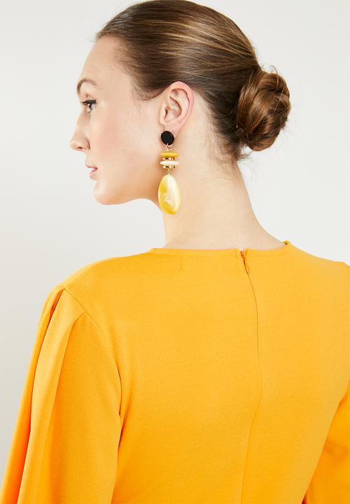 edit - Dress with lantern sleeve - yellow