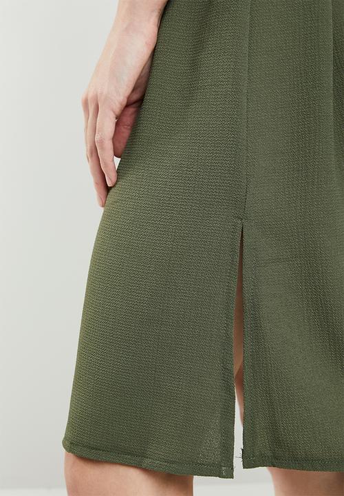 edit - Button down shirt dress - green