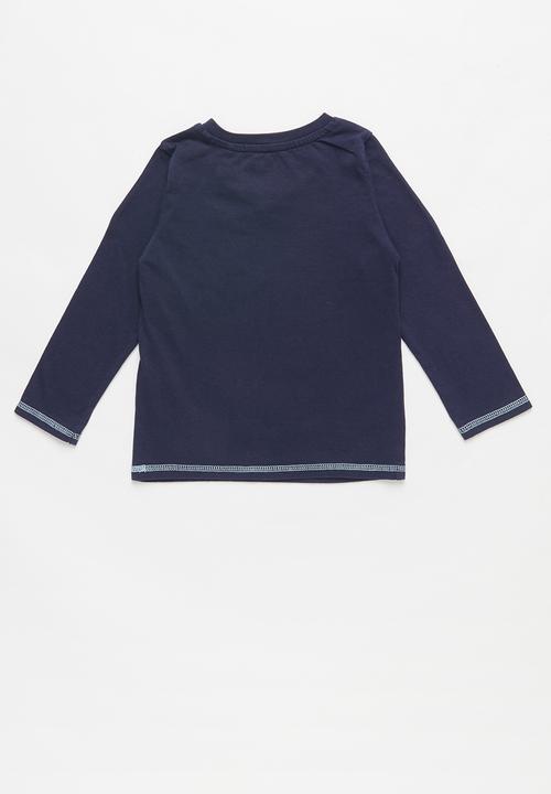 GUESS - Long sleeve guess branded v-neck tee - navy