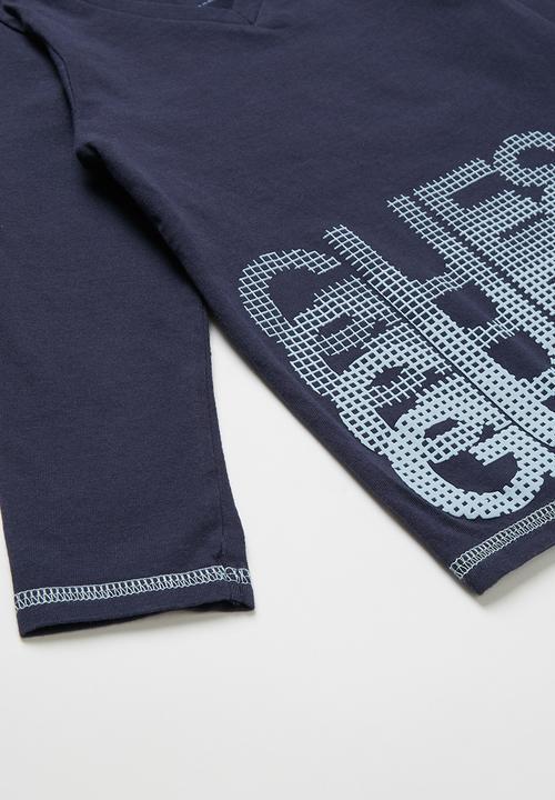 GUESS - Long sleeve guess branded v-neck tee - navy