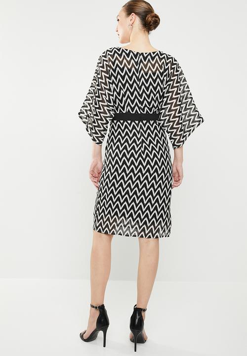 edit - Contrast midi dress - black & white
