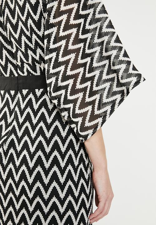 edit - Contrast midi dress - black & white
