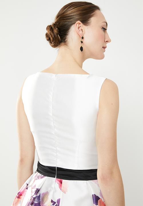 edit - Colour block satin dress ivory - multi