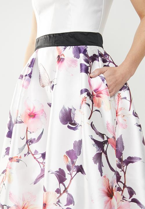 edit - Colour block satin dress ivory - multi