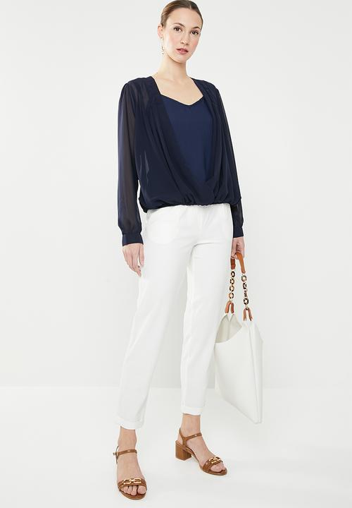 edit - V-neck blouse - navy