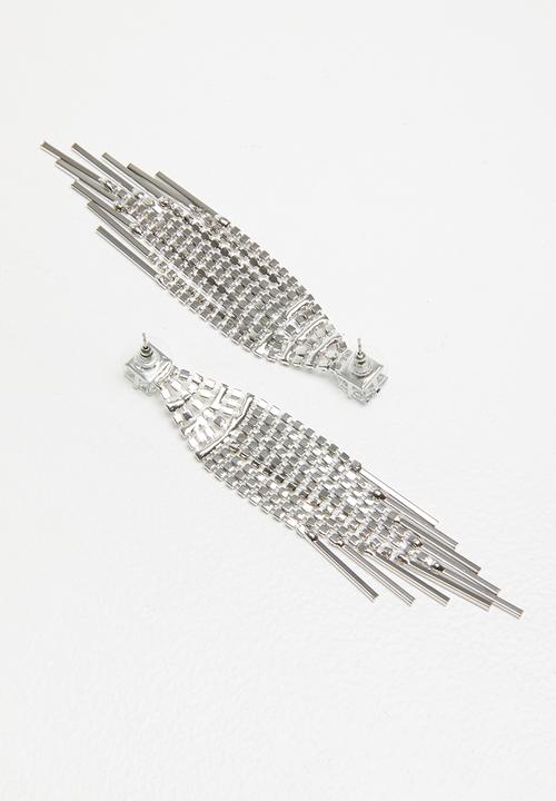 STYLE REPUBLIC - Multi-chain diamante earrings - Silver