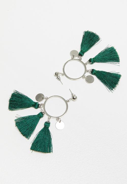 STYLE REPUBLIC - Tassel earrings - green & silver