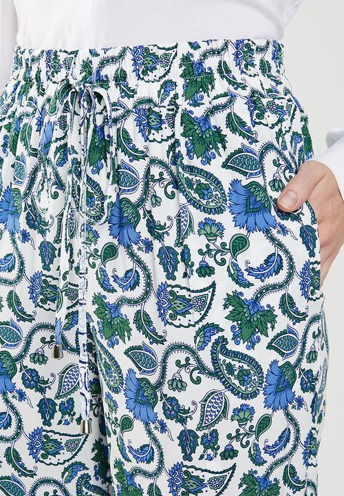 edit - Border print pants with draw cord - multi