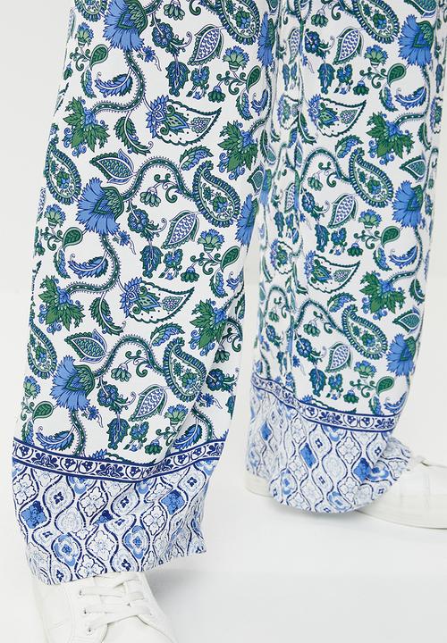 edit - Border print pants with draw cord - multi