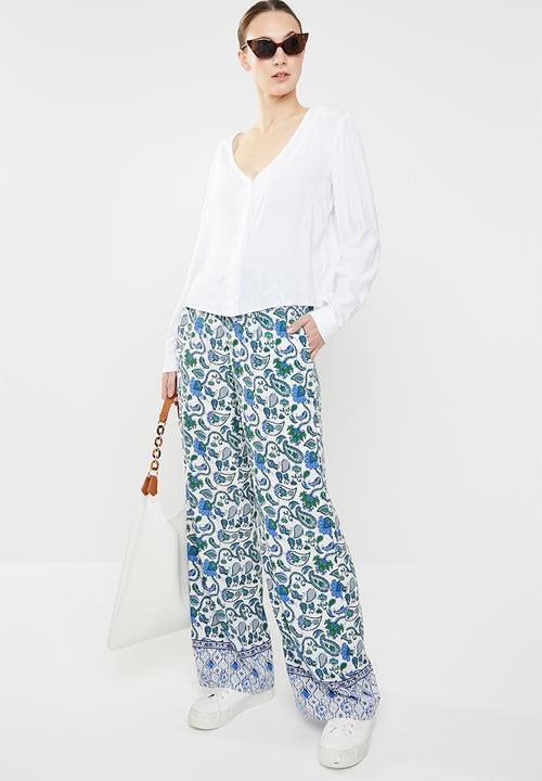 edit - Border print pants with draw cord - multi
