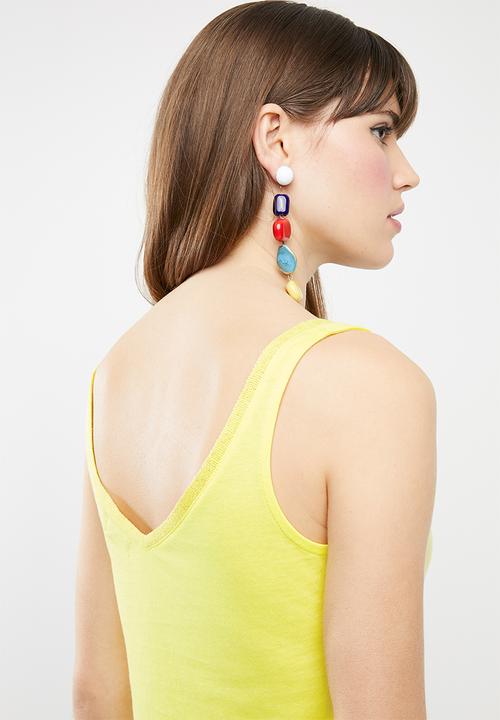 c(inch) - V-neck tank - yellow