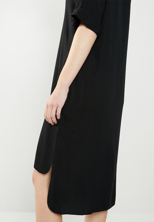 edit - Hi-Lo shirt dress - black