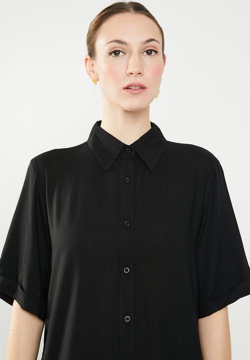 edit - Hi-Lo shirt dress - black