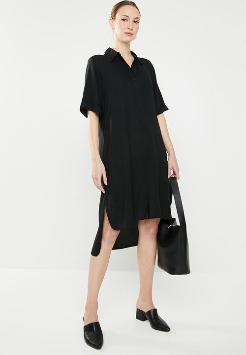 edit - Hi-Lo shirt dress - black