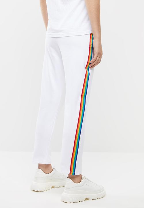 c(inch) - Rainbow stripe pants - white