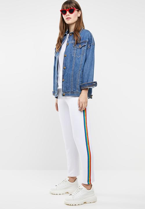 c(inch) - Rainbow stripe pants - white