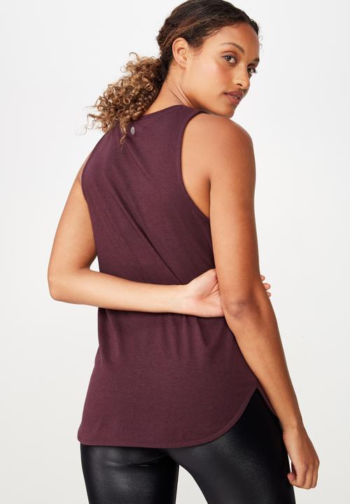 Cotton On - Active curve hem tank  - burgundy 
