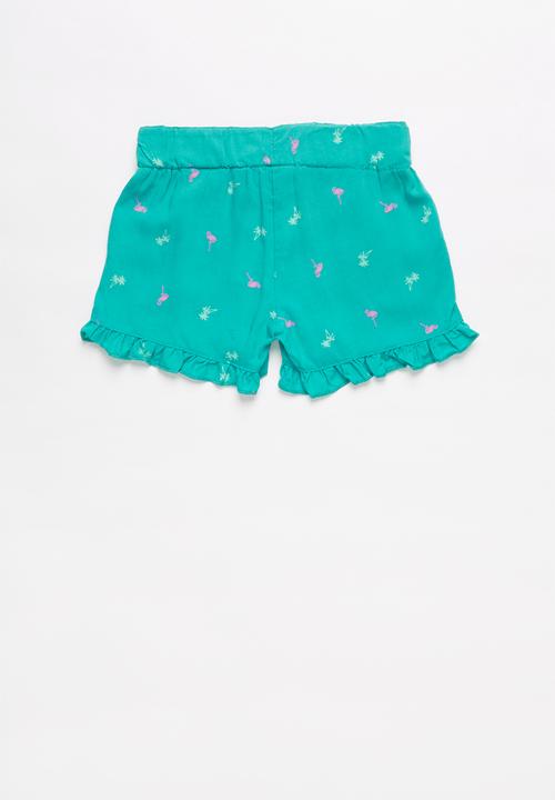 Pop Candy - Girls flouncing rayon shorts - blue