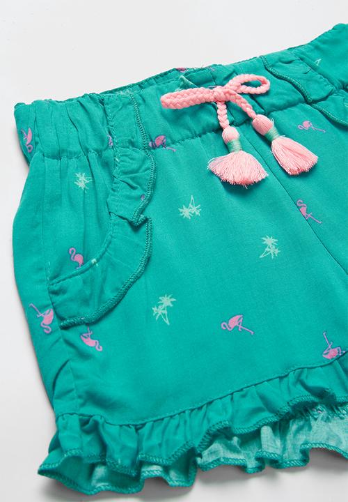Pop Candy - Girls flouncing rayon shorts - blue