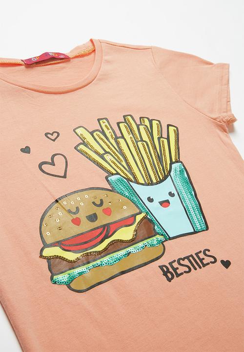 Pop Candy - Girls Printed Tee - peach