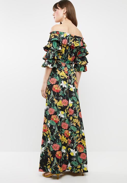 STYLE REPUBLIC - Bardot ruffle maxi dress - black