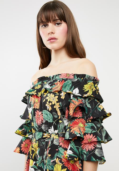 STYLE REPUBLIC - Bardot ruffle maxi dress - black