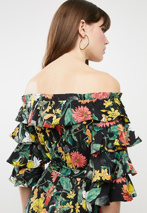 STYLE REPUBLIC - Bardot ruffle maxi dress - black