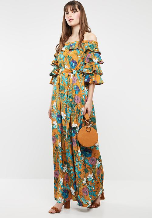 STYLE REPUBLIC - Bardot ruffle maxi dress - yellow