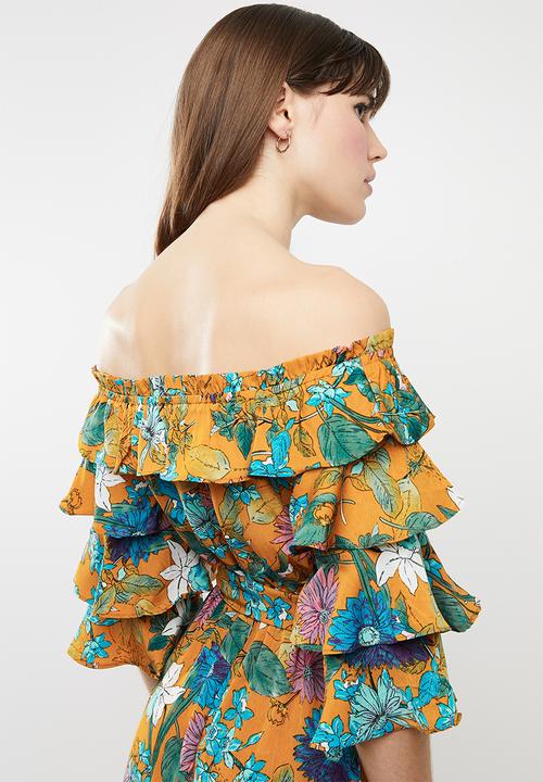 STYLE REPUBLIC - Bardot ruffle maxi dress - yellow