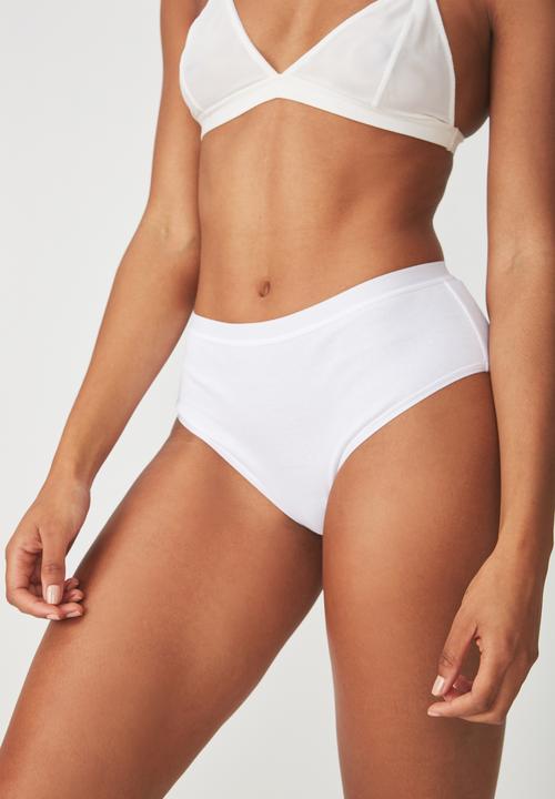 Cotton On - Cotton rib high waist bikini brief  - white
