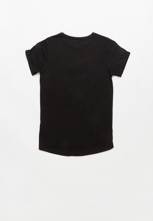 Pop Candy - Girls Heart Foil Print Tee - black