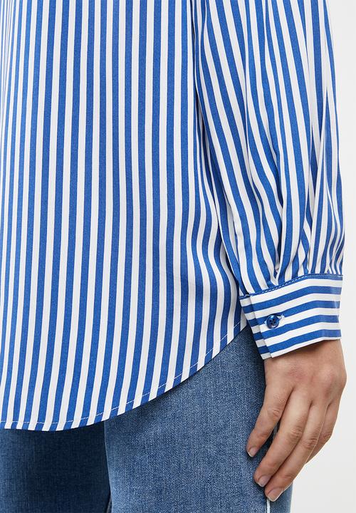 MANGO - Soft bird printed shirt - blue & white