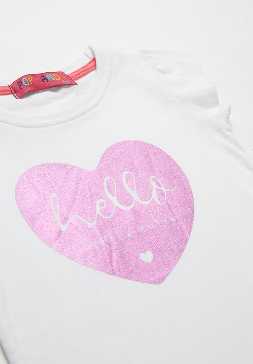 Pop Candy - Short sleeve heart print shirt - white