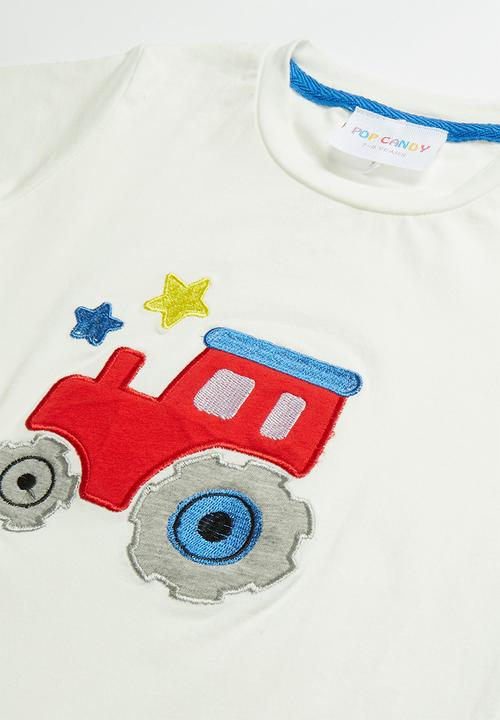 Pop Candy - Boys tractor top - cream