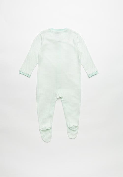 Pop Candy - Baby boys sleepsuit - green & white 