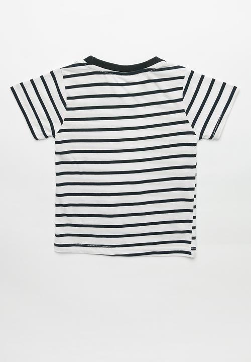 Pop Candy - Stripe tractor tee - navy & white