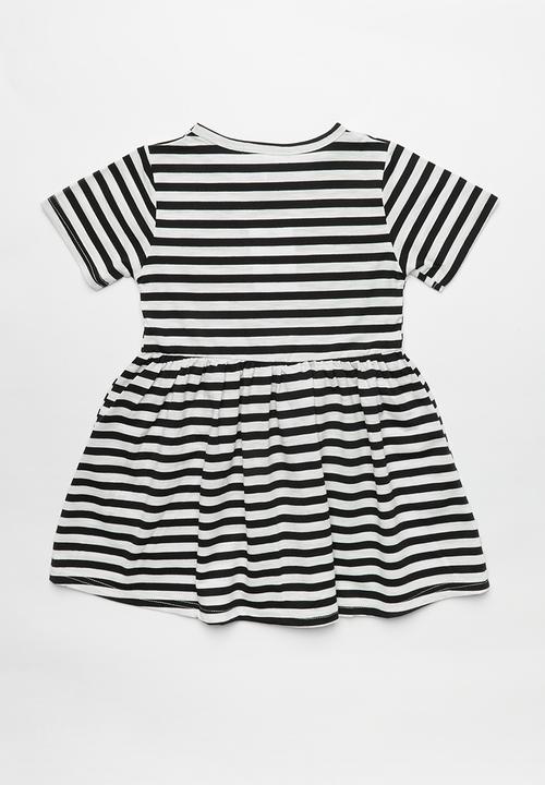 Pop Candy - Printed stripe dress - black & white